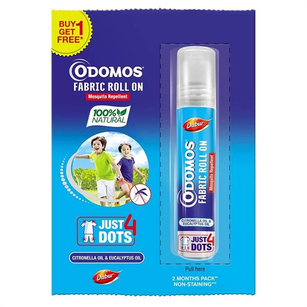Odomos Mosquito Repellant Fabric Roll On (8 ml Each, Buy 1 Get 1)